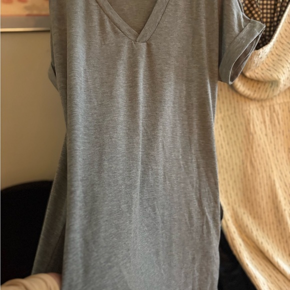 Anthropologie Gray Boxy Midi T-Shirt Dress - Picture 4 of 4